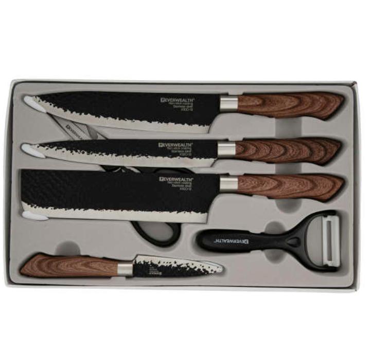 سرویس چاقوی آشپزخانه 6 پارچه مدل EVERWEALTH | نسکافه ای
